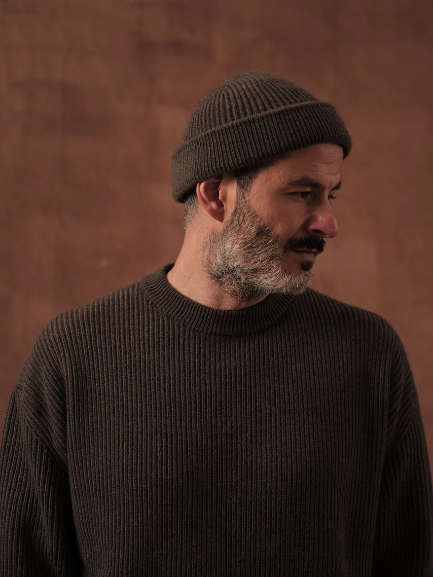 The Rib Beanie - Brown