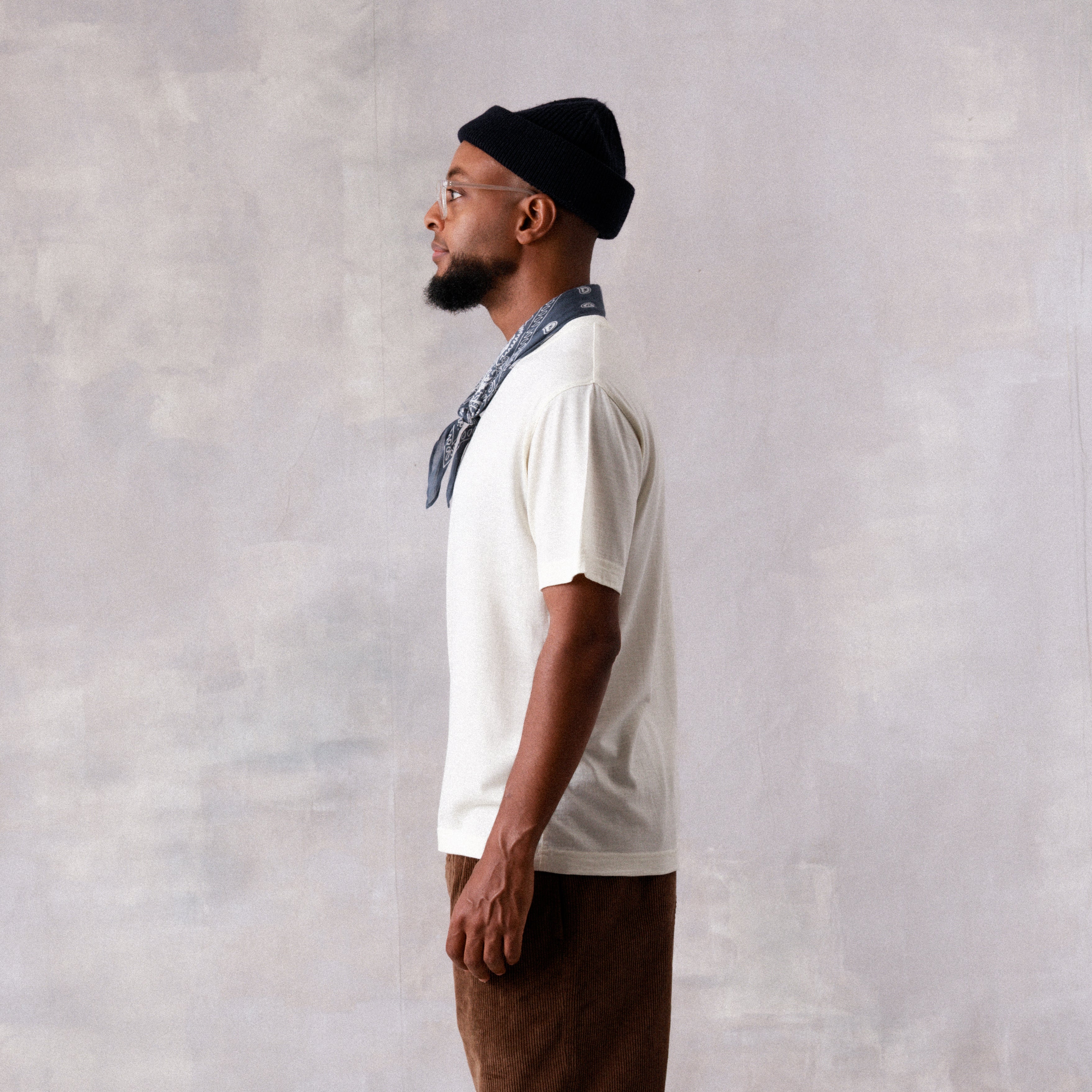 The Regular T-Shirt in undyed natural extrafine merino wool, side view